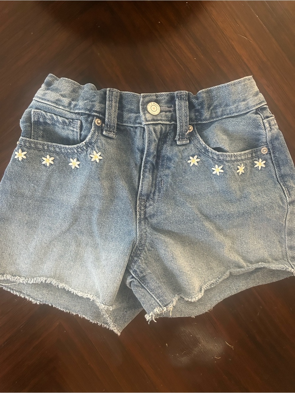Old Navy Light Blue Daisy Denim Shorts - Girls